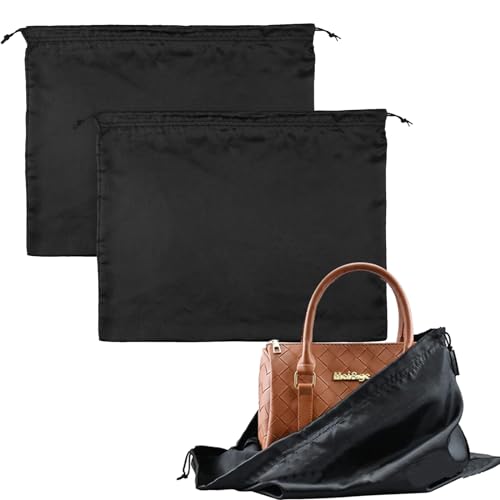Confezione da 2 sacchetti per la polvere per borse, sacchetti antipolvere con coulisse, sacchetti di stoffa portatili per borse, borse, scarpe, stivali da viaggio, Nero