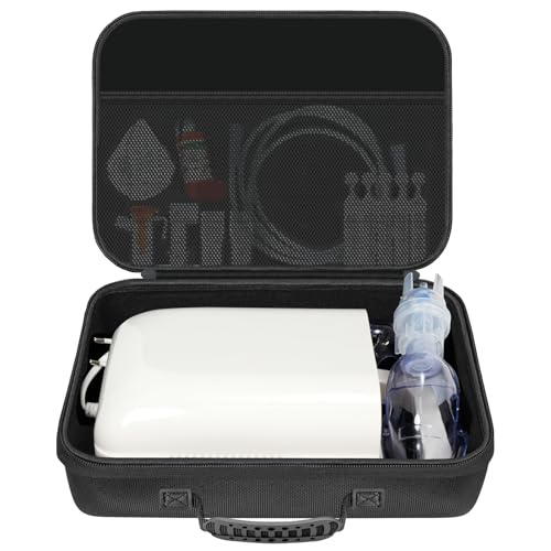 HESPLUS EVA Hard Shell Travel Case for Smart Nebulizers & Asthma Inhalers - Portable Carrying Organizer with Mesh Top Compartment for Masks Cables Adult Breathing Device Accessories (Case Only)