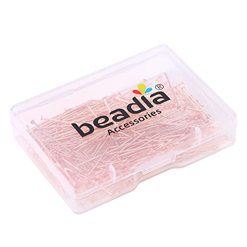 Beadia Rose Gold Plated Flat Head Pins Non Tarnish 25Mm 200Pcs For Jewelry Making Findings #TOP5