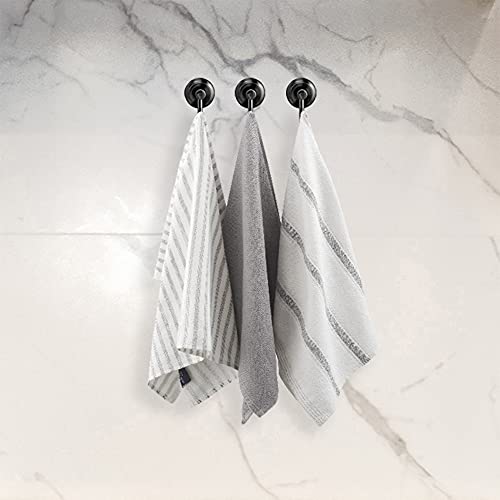 Nautica 100% Cotton Kitchen Towels Set Of 3 | 18" X 28" Super Absorbent Reusable Cleaning Cloths, Tea Towels, Hand Towels For Drying Dishes | Grey Stripe/White Dish Towels #TOP2