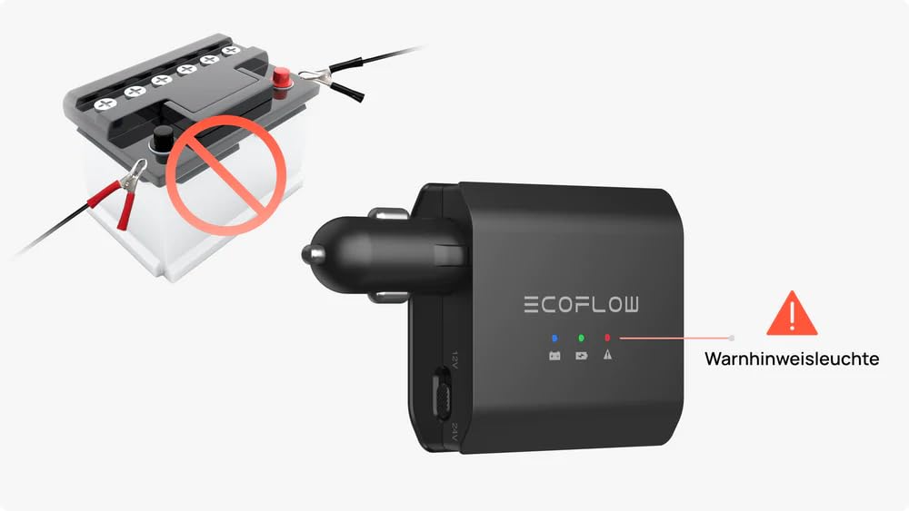 EcoFlow - Batería Inteligente para Coche, Cargador de Coche Inteligente de 12/24 V, Dispositivo de Almacenamiento de batería y desulfatador para AGM, LifePo4, Gel