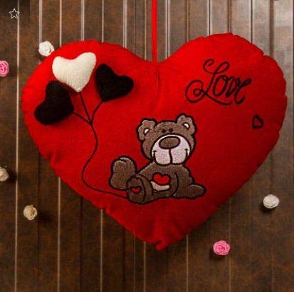 Image of Delicado Velvet Huggable Heart Shape Sleeping Dog Soft Plush Stuffed Cushion Pillow Toy, SleepingDog Pillow Red