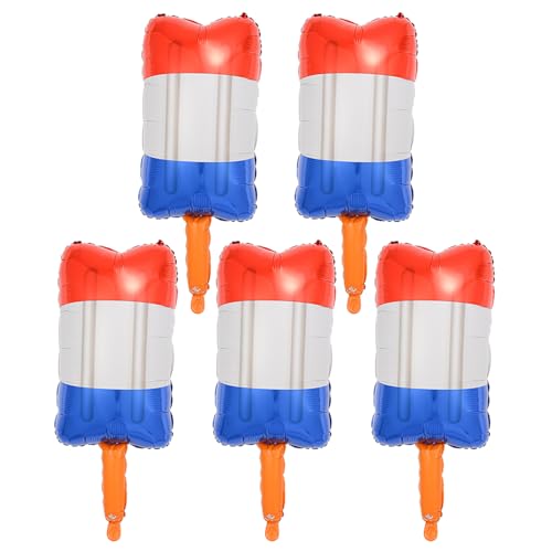 Image of 5Pcs Patriotic Popsicle Foil Balloons, Red White Blue Balloons for Memorial Day 4th of July Party Summer Party Decorations
