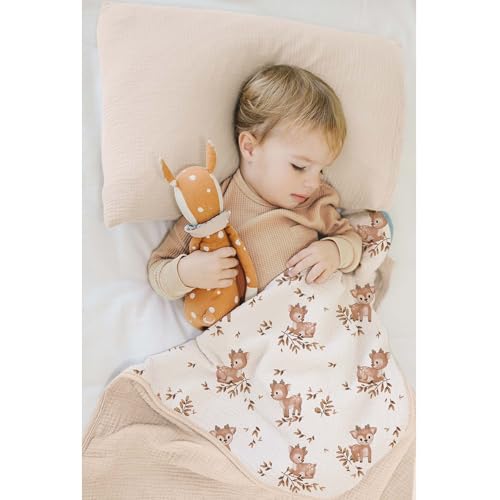 Image of Konssy Muslin Baby Blankets, Super Soft 100% Cotton Crib Blanket | Soft Lightweight Nursery Swaddling Wrap for Girls Boys, Infant Toddler, 40 X 36 In, Deer