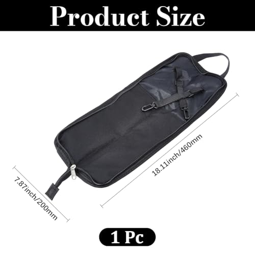 Image of GORGECRAFT Drumstick Bag with Crossbody Shoulder Strap 46x20cm Drum Stick Hanging Bag Black Portable Handbag Holder Case with Hooks and Handle for Percussion Drumstick Mallets Brushes Storage