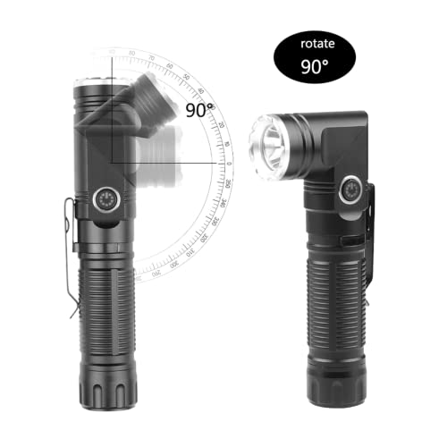  5000 Lumen Usb Rechargeable 2 In 1 Flashlight Headlamp,Aluminum Compact 90 Degree Rotating Swivel Head Work Light; Waterproof Pocket Clip Magnetic Base For Hands-Free Lighting For Hard Hat Working #TOP2