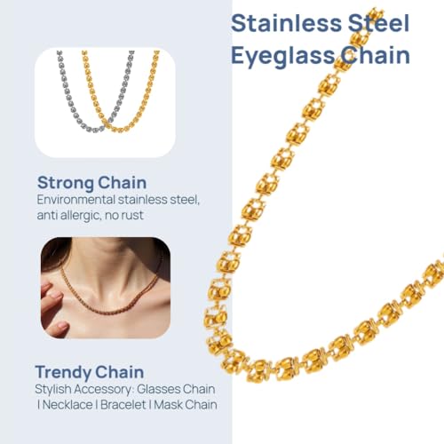 Image of Eyeglass Chain for Women Stylish,Stainless Steel Glasses Strap for Men Women,Eye Glasses Holders Around Neck