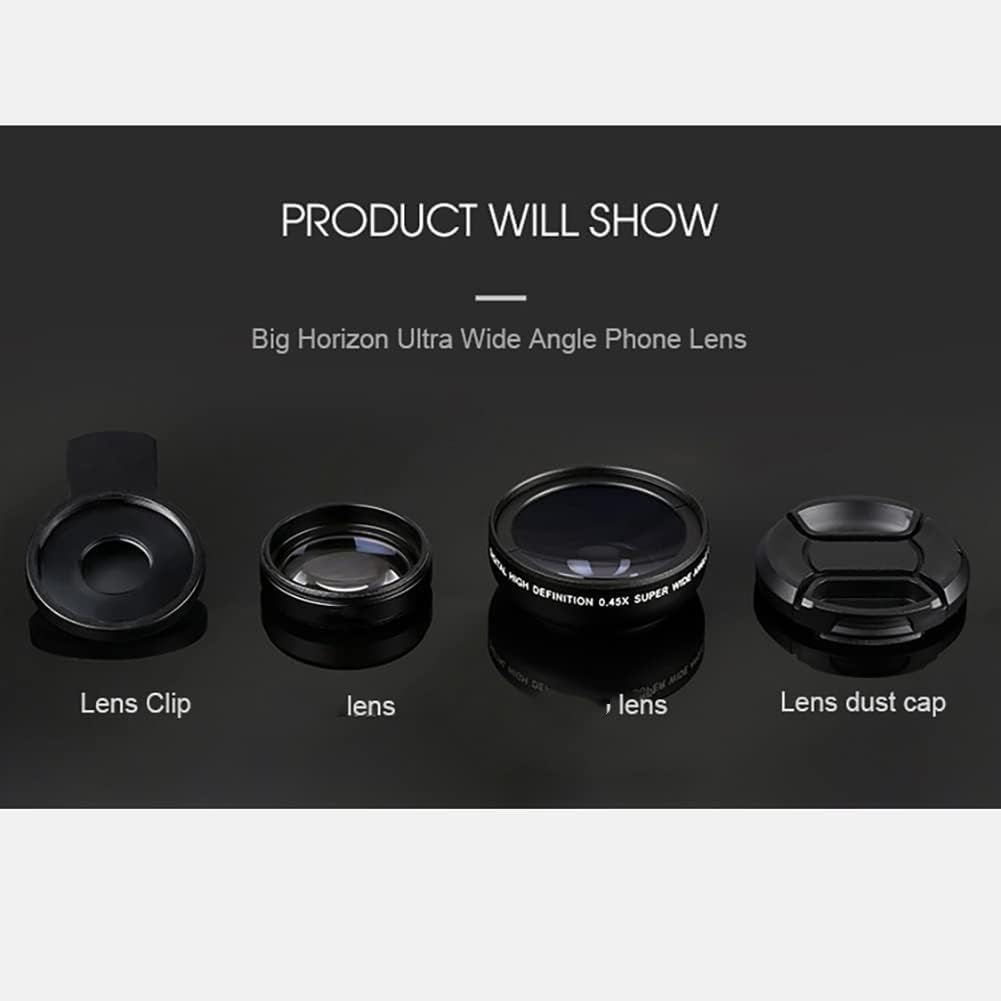 2 in 1 Phone Camera Lens, 0.45X Wide Angle HD Macro Clip-on Lens, Universal Photography Accessory Compatible with Android Smartphones