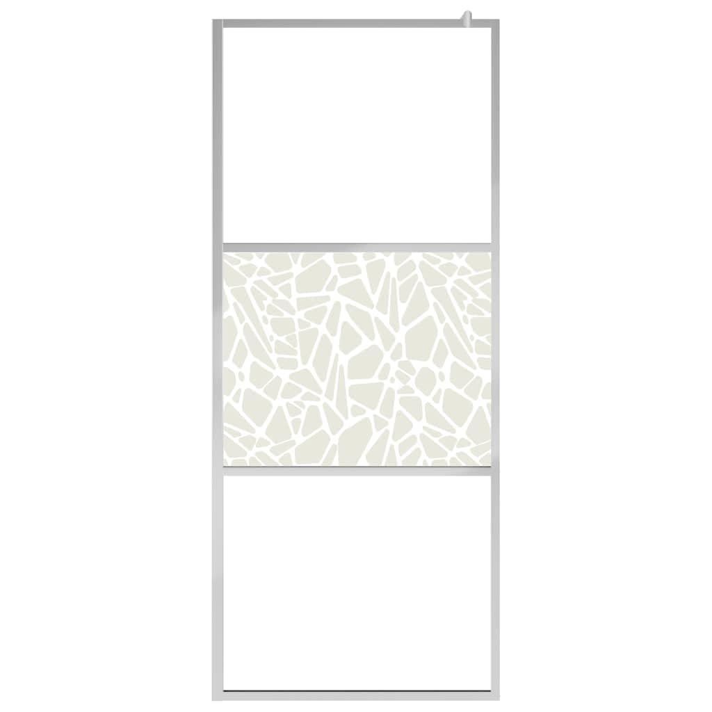vidaXL Mampara de Ducha Accesible Frontales Puerta Fijo Cabina para Baño Partición Cubículo Apertura Central Vidrio ESG Diseño Piedras 80x195 cm