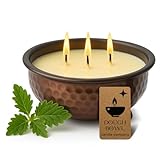 Dough Bowl Candle Co. Citronella Candle - Insect Repellent in Fire Pit Design, 3 Wick Patio Accessories for Glamping, Deck, Patio, Back Yard, Indoor and Outdoor Candles for Summer, 50 Hour Burn Time