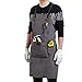 Flipzon Work Apron for Men Women Heavy Duty Canvas Leather Mens Apron Shop Apron Woodworking Apron with Tool Pockets,Smart Cross-Back Straps Design,Adjustable S to XXXL (Grey)