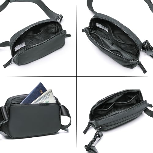 Image of Belt Bag for Women Two-Way Zipper Fanny Pack Crossbody Bags for Women Fashion Waist Packs Cross Body Fanny Pack with Adjustable Strap Gifts for Teen Girls (Dark Grey)