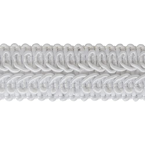 Trims By The Yard Kiki 3/4" Classic Woven Braid Gimp White | (5 Yard Cut) Trim #TOP27