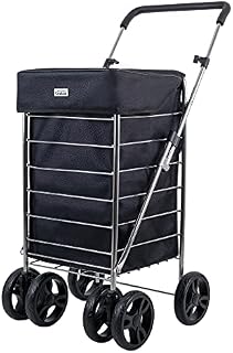 Shopping Trolley on Wheels | Alexander Graham 6 Wheel Model | New Easy Fold Frame | Large Shopping Cart with Front Swivel Wheels Makes it Light and Easy to Use Great for Mobility (Jade Black)