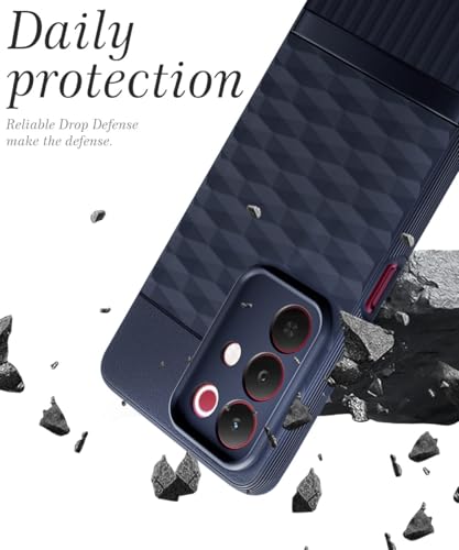 Image of WOW IMAGINE Back Cover for Realme Narzo 90X 5G / Realme C85 5G / Realme 15X 5G with Hexa Cube Design | Rubberised Case | Inner Velvet Fabric | Silicone Flexible Mobile Case | Camera Protection - Blue