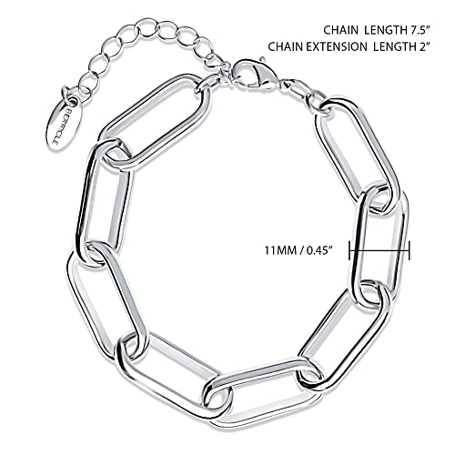 Berricle Paperclip Statement Fashion Link Bracelet For Unisex, Silver-Tone #TOP1