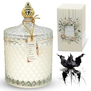 VIONAMI Luxury Scented Candle Gift – Black Bat Rare Flower Fragrance in Elegant Glass Jar, Decorative Soy Candles Gifts for Women, Long-Lasting 80 Hr, 14.8 oz, Luxury Candles for Women