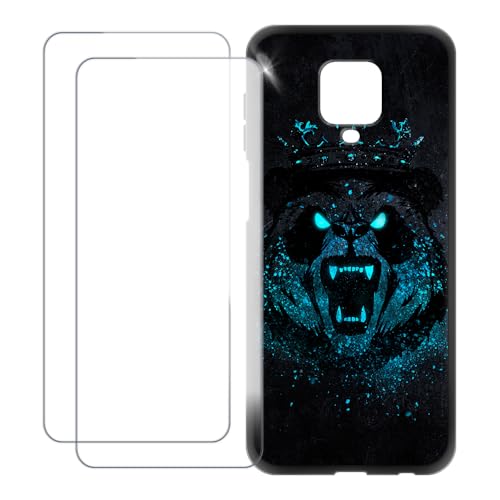 UOGNADGD Xiaomi Redmi Note 9 Pro Max �Ƃ̌݊������� �J�X�^���J���t���P�[�X�{�����K���X�ی�t�B����2���t�� ? �Ռ��z�������h�~ (�{���Ă���p���_)