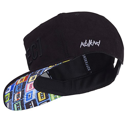 Nebelkind Snapback Cap Rec2 Schwarz Retro Kassetten Schwarz Kappe 5-Panel One Size
