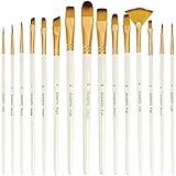 DUGATO 15 Piece Artist Paint Brush Set - Anti-Shedding Nylon Hair Brushes with Comfortable Grip for Acrylic, Watercolor, Oil, Gouache & Crafts - Suitable for All Skill Levels, Beginners, and Hobbyists