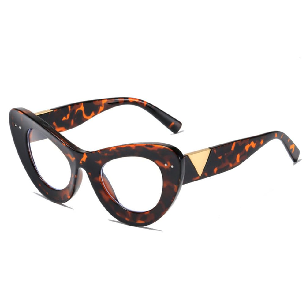 Lunettes œil de chat LVTFCO à rivets rétro et monture léopard clair unique - 7