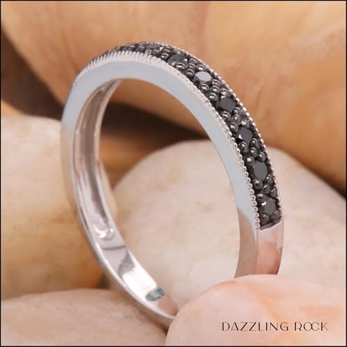 Dazzlingrock Collection 0.20 Carat (ctw) Round Black Diamond Ladies Anniversary Wedding Band 1/5 CT, Sterling Silver4
