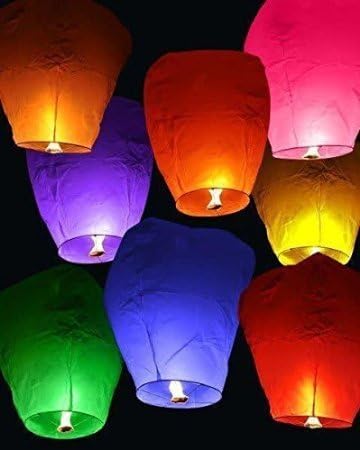 JAICRAFTPUR Sky LanternsCandle Hot Air Balloon for Diwali/Marriage/Christmas/New Year/All Festival Multicolor (Pack of 10)