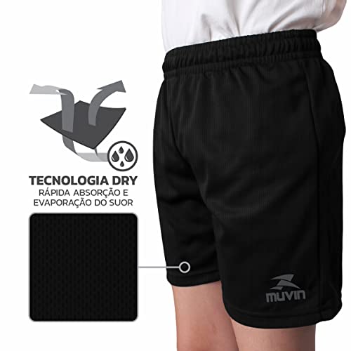Short Esportivo Basic Muvin – Infantil – Calção Esportivo – Bermuda Futebol - Tecnologia Dry – Volei