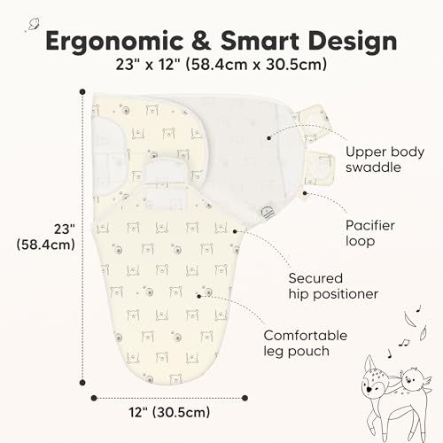 Image of 3-Pack Organic Baby Swaddle Sleep Sacks - Swaddles for Newborns, Infant 0-3 Months, Baby Girls, Boys, Soft & Snug Newborn Sleep Sack, Nursery Swaddling Blankets (Bumble Bear, OS)