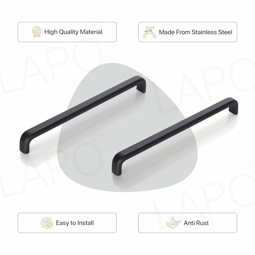 Image of LAPO 10 Inch Cabinet Handles for Drawer, Pulls for Pooja Mandir, Wardrobe, Window Handles for Cupboard (224mm, 3 Years Warranty, Pack of 6)