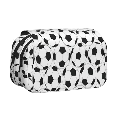 JEJEA Estuche organizador multiusos con diseño de balón de fútbol en blanco y negro, para lápices y maquillaje, para adolescentes, Black, Talla única, Neceser
