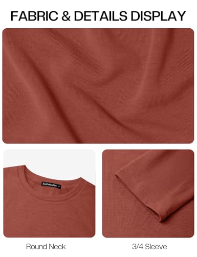 JUSTFASHIONNOW 3/4 Length Sleeve Womens Tops Dressy Casual Tunic Tops Fall Tops for Seniors Date Outfits Maternity T Shirts Fashion Clothes（Caramel，XX-Large — view 6