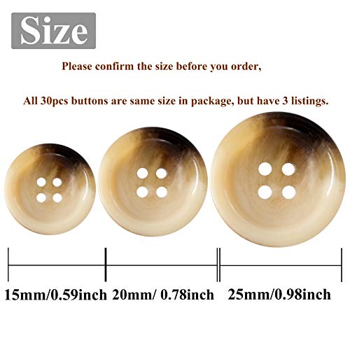 Midube 30 Pcs Resin Sewing Buttons With 6 Matte Pattern Size 4 Holes Round Craft Buttons For Sewing Diy Crafts Manual Button Painting Handmade Repair Cloth Mixed Color (Brown 20Mm) #TOP1