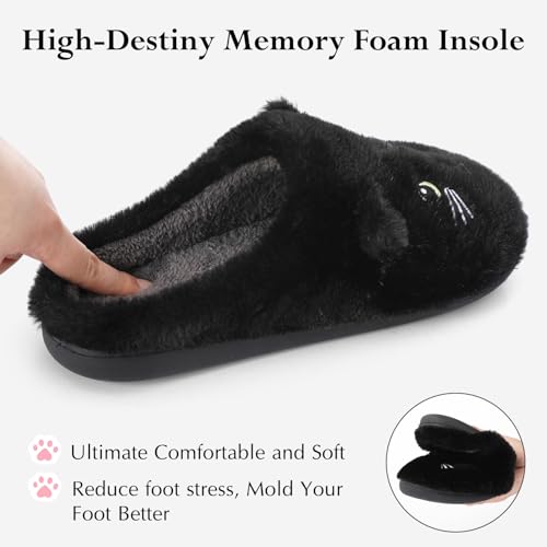 Puimentiua Winter Katze Hausschuhe,Damen Plüsch Hausschuhe,Kuschel Lustig Tiere Schuhe,Cat Slippers (44-45 EU)