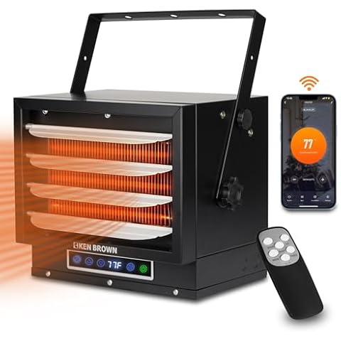 KEN BROWN 7500 Watt Smart Electric Garage Heater with Remote & App, Fan-Forced Ceiling Mount Heater, 240v Hardwired Electric Shop Heater with Thermostat, 8-Hour Timer, Fast Safety Heat for Indoor Use Cover