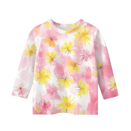 Clothes for Teen Girls Tops 3/4 Length Sleeve Shirts Graphic Floral Print Pullover Blouses Loose Tops 5-16 Years3