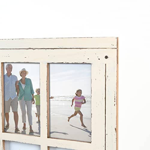 Prinz Antique White Distressed Wood 9-Opening Collage Picture Frame, For 4'' X 6'' Photos, Wall Hanging, Horizontal Or Vertical Display (09-Ds-84711) #TOP4