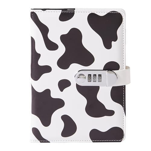Image of NectaRoy A5 Notebook with Lock, Black and White Stripes PU Leather Lockable Diary, Classic Travel Journal, Daily Notepad for Office School Supplies Student Stationery Birthday Gift