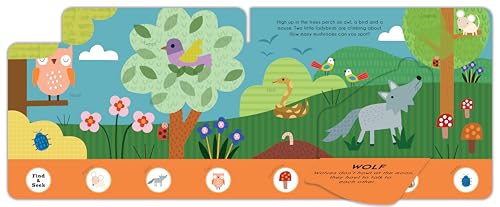 Image of Woodland Explorers Find and Seek (Happy Fox Books) Sturdy Board Book for Kids Ages 3-6 - Fun Facts, Easy-Lift Flaps, and Seek-and-Find Animals like a Fox, Turtle, Groundhog, and Bear