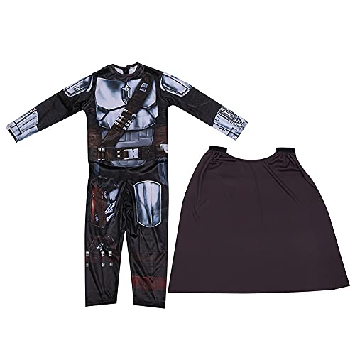 Nezababy KIDS-MANDA-LUOREN Mandalorian Costume Kids Boys Cosplay Sw Boba Fett Cloak Jumpsuit Outfit Halloween Party thumb #3