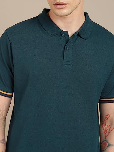 Image of Dennis Lingo - Men's Cotton Solid Slim Fit Polo Neck T-Shirt