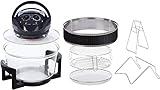 DWD Multi-Purpose Countertop Halogen Oven Air fryer in Black 1400W Dual 12L & with Extension Ring 17L Adjustable Temperature 60 min Timer Retains Nutrients & Flavours Cost Effective to Cook Bake Fry - Image 2
