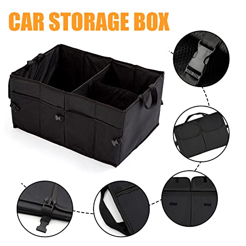 Gakufai 50L Car Trunk Organizers Car Storage Bag With Handle Oxford Car Organizers Storage Box Multi Compartment Foldable Trunk Organizer For Suv Auto Truck, Black #TOP3