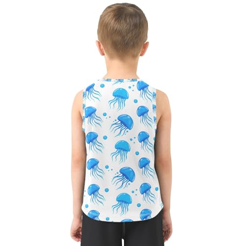 J JOYSAY Jellyfish Bubble Blue Boys Tank Top Sleeveless Muscle Shirts Quick Dry Kids T-Shirts 3-15T3