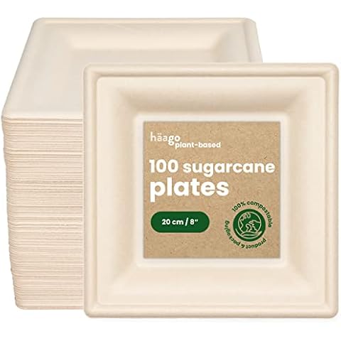 100 Platos Desechables de Caña de Azúcar HAAGO Cover