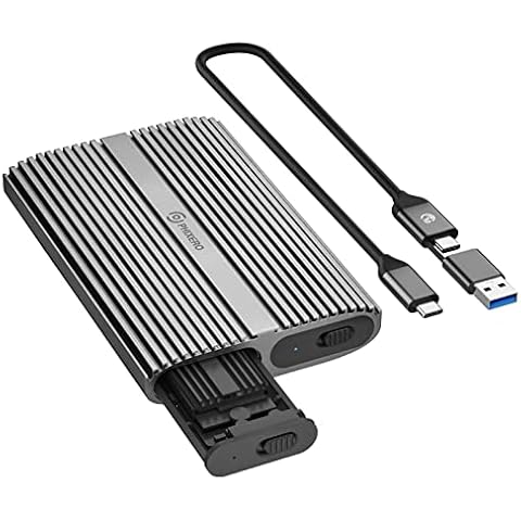 PHIXERO Dual M.2 NVMe SSD Enclosure, Tool-Free M.2 Enclosure, USB 3.2 Gen 2 [10Gbps], Aluminum SSD Enclosure for M.2 PCIe NVMe M-Key 2280/2260/2242/2230 SSD. Support UASP Trim, Thunderbolt 3 Cover
