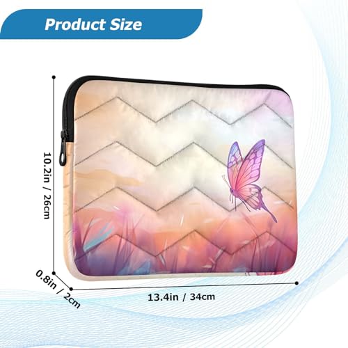 Funda para portátil 13-14 pulgadas rosa con flores y mariposas miniatura 3