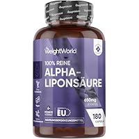 Alpha Liponsäure Kapseln - 650mg pro Portion - 180 vegane Reine ALA Kapsel - 6+ Monate Vorrat - 1 Kapsel alle 3 Tage - Alpha Lipoic Acid - Glutenfrei & Frei von Magnesiumstearat - WeightWorld