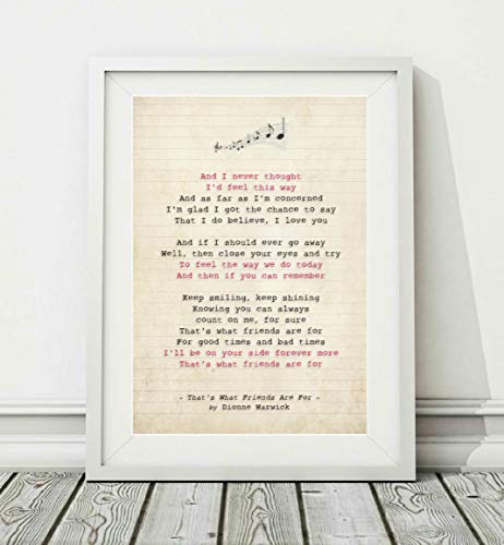 Image of Didymus Co Dionne Warwick - That's What Friends Are For - Song Lyric Art Poster Print (UNFRAMED) - Sizes A4 A3 (A4)
