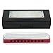10 hole Diatonic Harmonica, Deluxe Blues Harmonica, Stainless Steel Key for Children for Adult Beginners (Red)